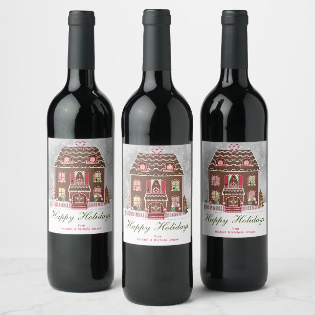 Holiday Gingerbread House Wine Label (Bottles)