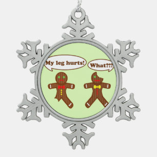 Holiday Gingerbread Humour Snowflake Pewter Christmas Ornament