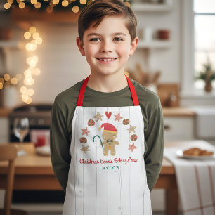 Holiday Gingerbread Man Baking Crew Rustic Wood  Apron