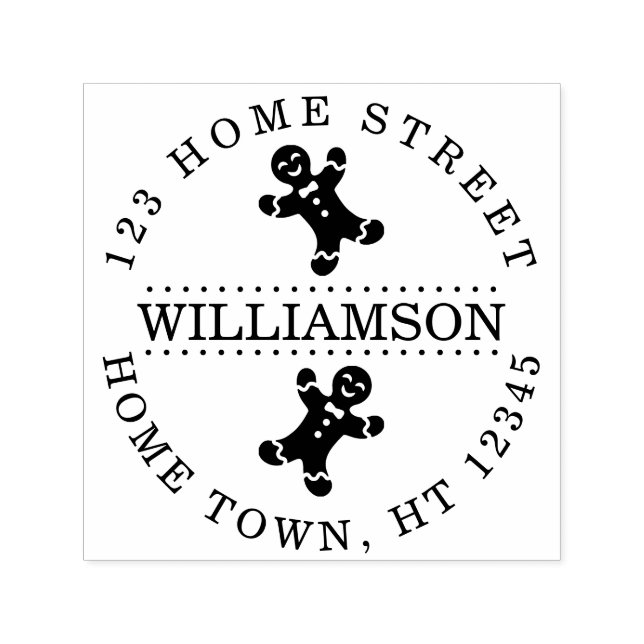 Holiday Gingerbread Man Circular Return Address Self-inking Stamp (Design)