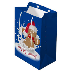 Holiday Gingerbread Man in Milk Medium Gift Bag
