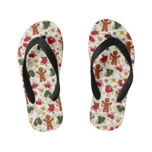 Holiday Gingerbread Pattern Kid's Jandals