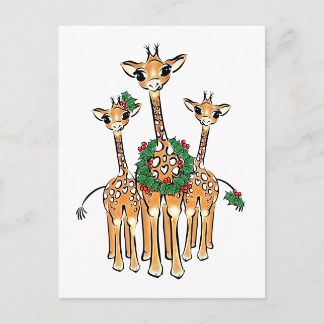 Holiday Giraffes Postcard (Front)