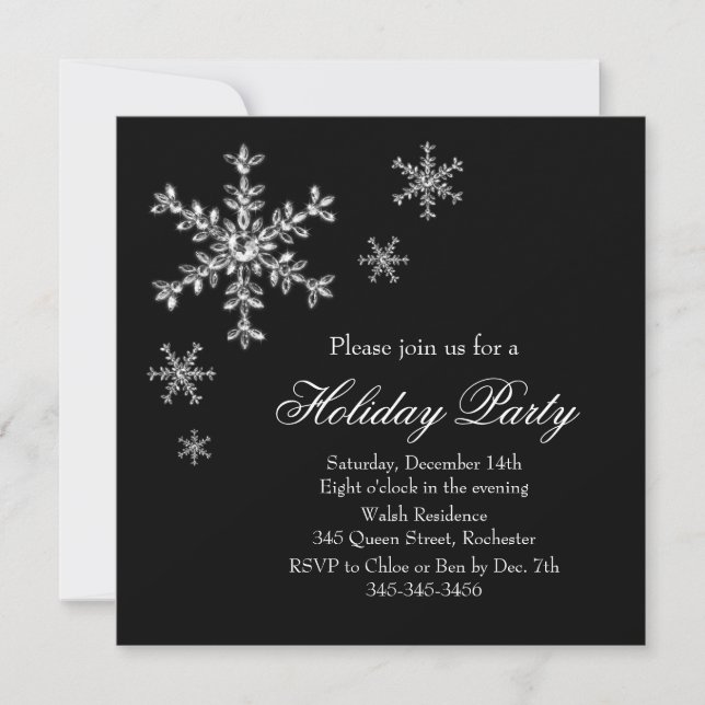 Holiday Glamour Party Invitation (black) (Front)