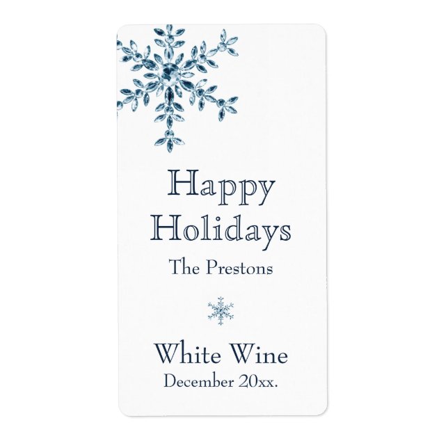 Holiday Glamour Wine Label (white) (Front)