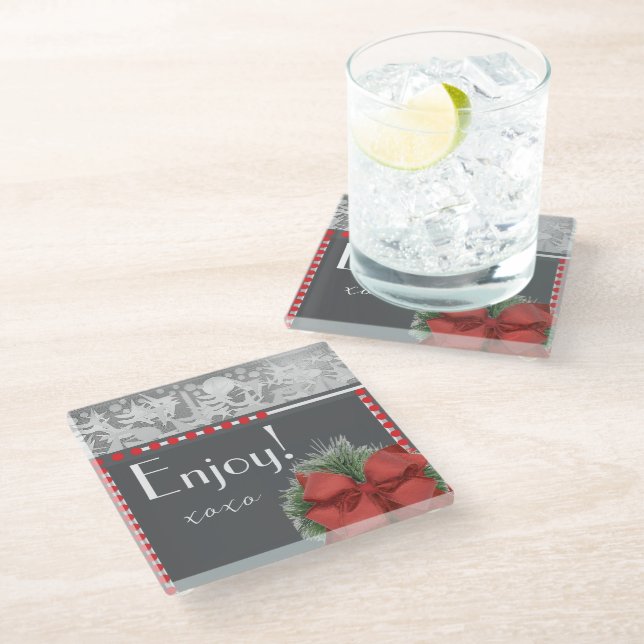 HOLIDAY  GLASS COASTER (Angled)