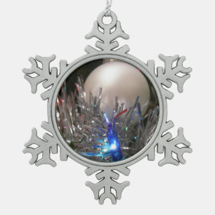 Holiday glitter snowflake pewter christmas ornament