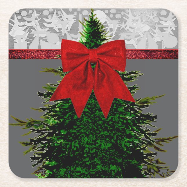 HOLIDAY GLITTER  SQUARE PAPER COASTER (Front)