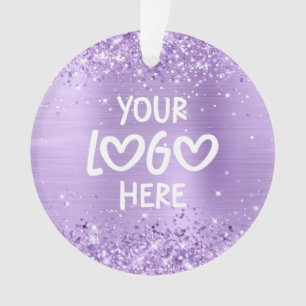 Holiday Glittery Lavender Faux Foil Business Logo Ornament