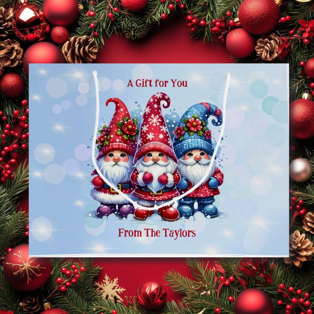 Holiday Gnomes Personalised Christmas Large Gift Bag (Creator Uploaded)