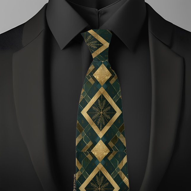 Holiday Gold and Snowflake Pattern Tie (Creator Uploaded)