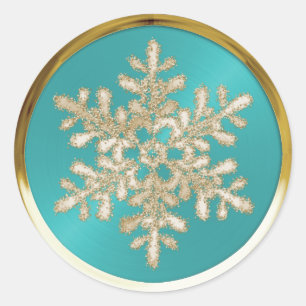 Holiday Gold Crystal Snowflake on Aqua Seal