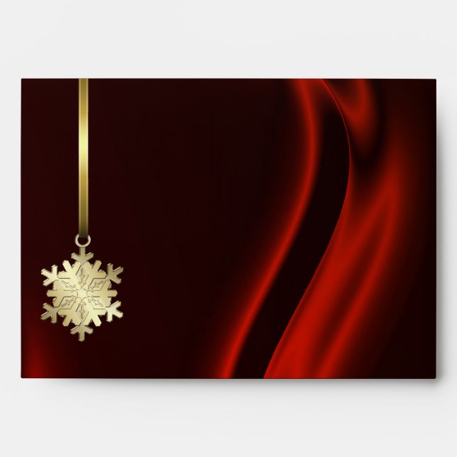 Holiday Gold Snowflake Red 5x7 Envelope (Front)