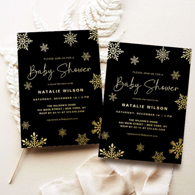 Holiday Gold Snowflake Winter Baby Shower (Creator Uploaded)