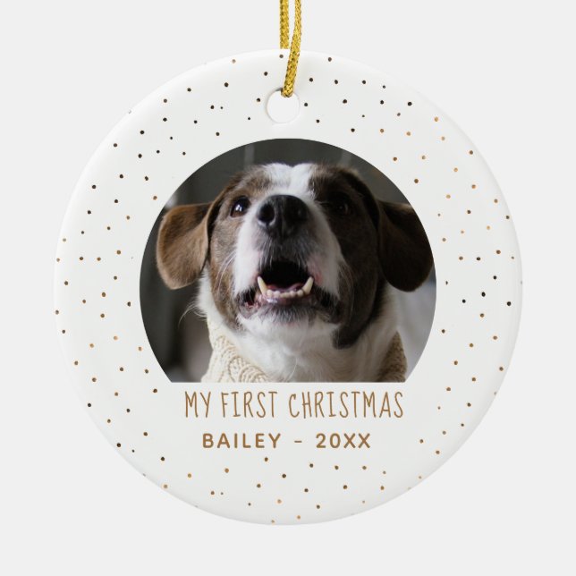 Holiday Golden Snow My First Christmas Pet Ceramic Tree Decoration (Front)