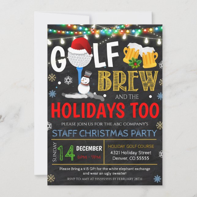 Holiday Golfing Party Invitation (Front)