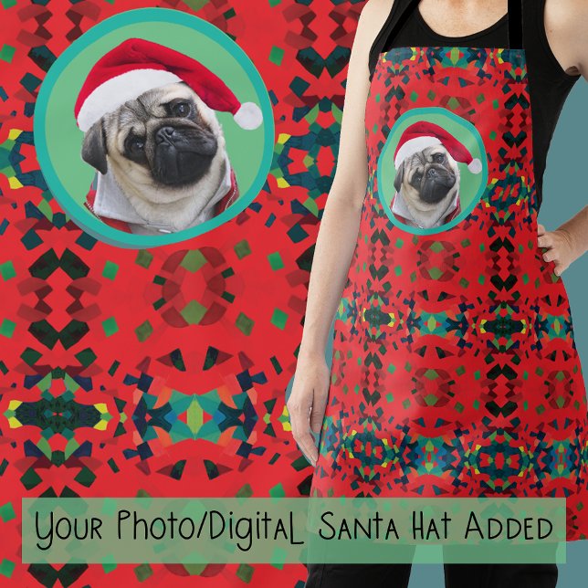 Holiday Green and Red with Your Photo and Bow Tie Apron (Creator Uploaded)