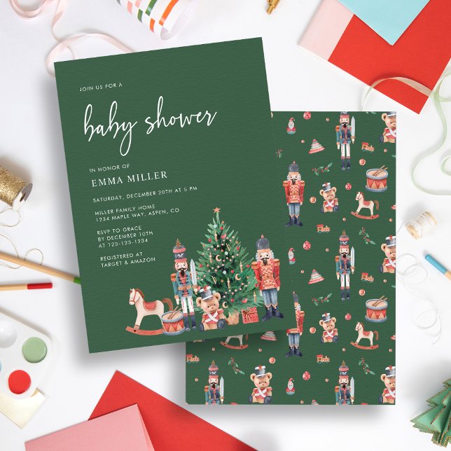 Holiday Green Baby Shower Invitation (Holiday Green Baby Shower Invitation
)