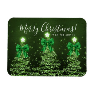 Holiday Green Christmas Trees Greeting Magnet