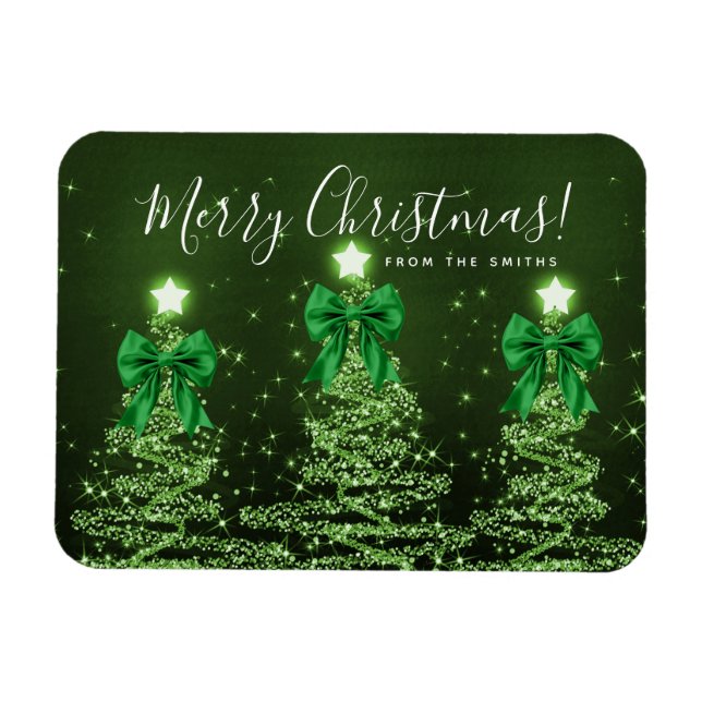Holiday Green Christmas Trees Greeting  Magnet (Horizontal)