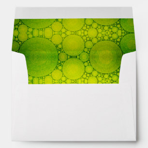Holiday green circle pattern inside modern stylish envelope