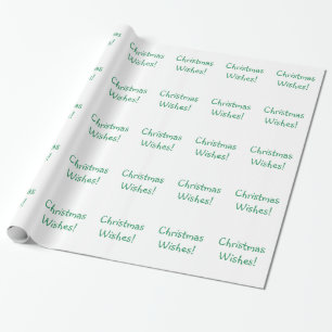 Holiday Green Font Christmas Wishes Wrapping Paper