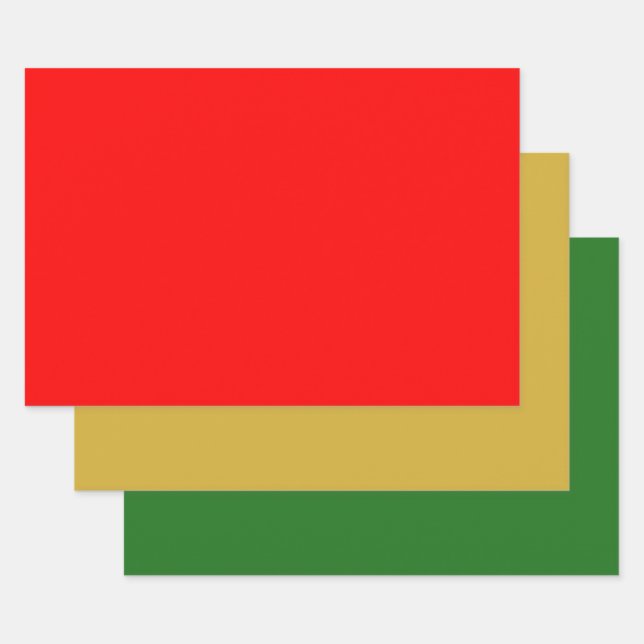 Holiday Green Gold Red Wrapping Paper Sheet (Set)