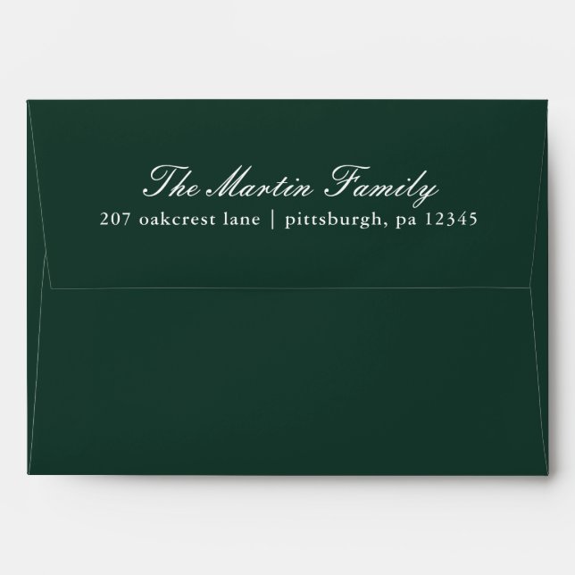 Holiday Green Photo Return Address Envelope (Back (Top Flap))