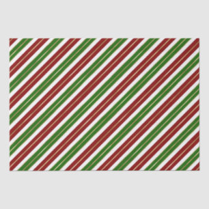 Holiday Green, Red & Gold Foil Christmas Stripes Tissue Paper