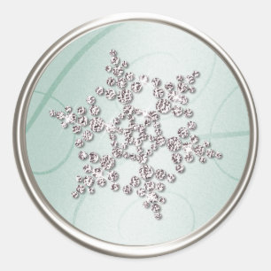 Holiday Green Silver Snowflake Envelope Seal