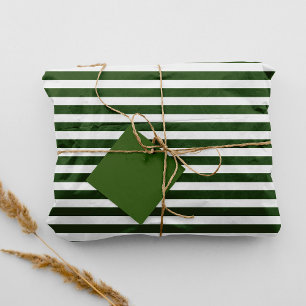 Holiday Green White Striped Colour #325513 Tissue Paper