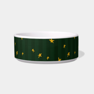 Holiday Green Yellow Stripe Star Christmas Bowl