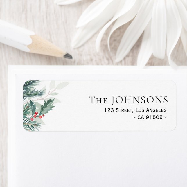 holiday greenery christmas address label (Insitu)