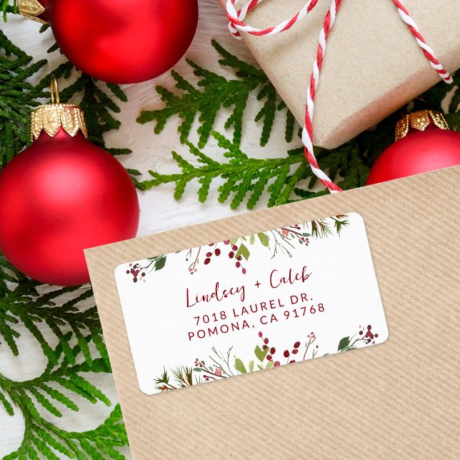 Holiday Greenery Christmas Return Address Label (Creator Uploaded)
