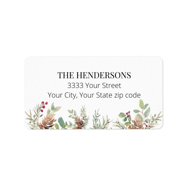 Holiday Greenery Christmas Return Address Label (Front)