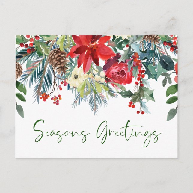 Holiday Greenery Corporate Card Seasons Greetings (Front)