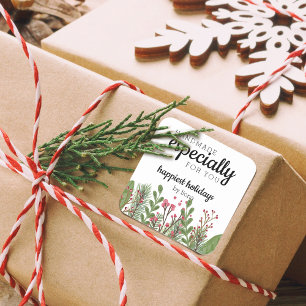 Holiday Greenery Handmade Especially For You Square Sticker