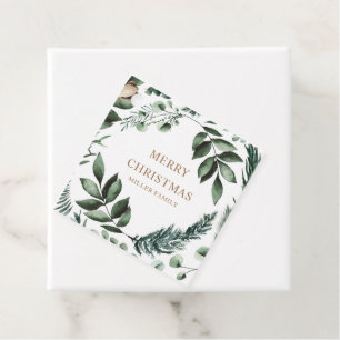 Holiday Greenery Merry Christmas Favour Tags