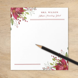 Holiday Greenery Personalised Teacher Gift Notepad