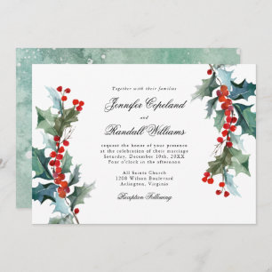 Holiday Greenery Watercolor Wedding Invitation