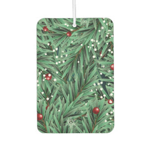 Holiday greens and berries car air freshener
