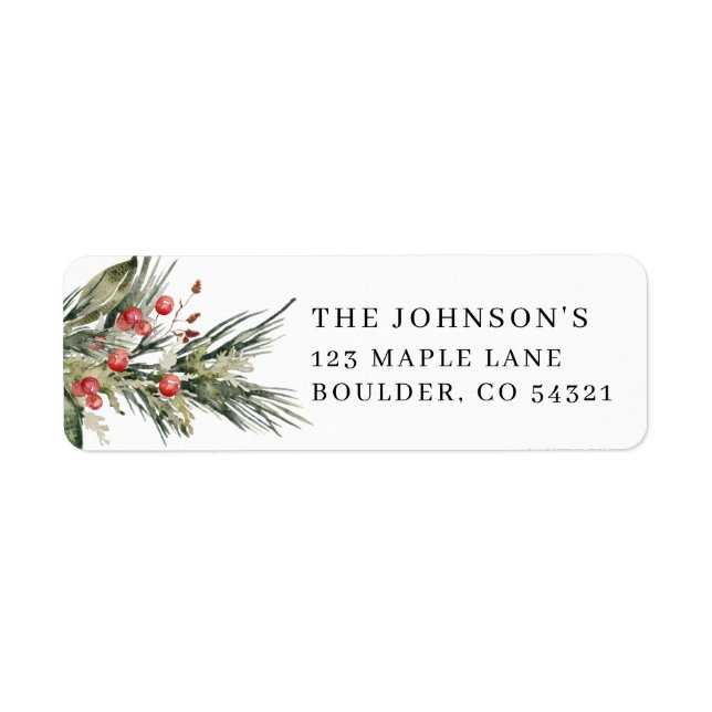 Holiday Greens Christmas Card Address Labels (Front)