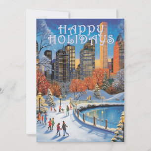 Holiday Greeting Card City Park Winter Skating