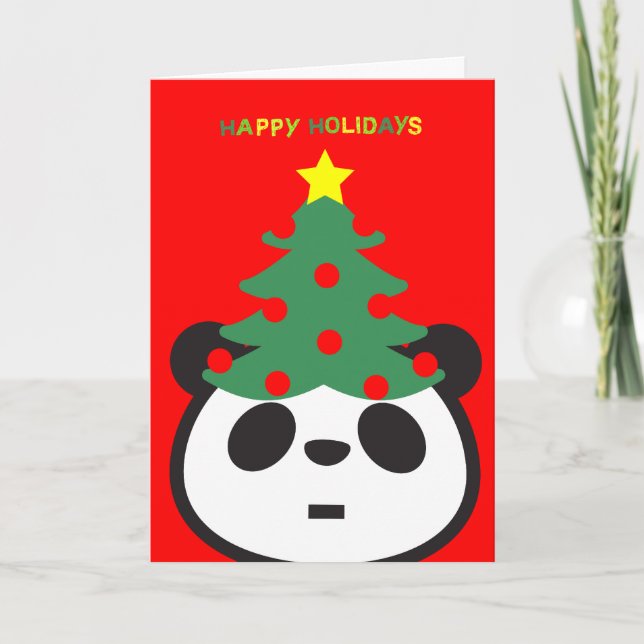Holiday Greeting Card - Panda Tree (Front)