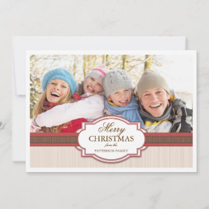 Holiday Greeting Red & Tan Elegant Photo Card