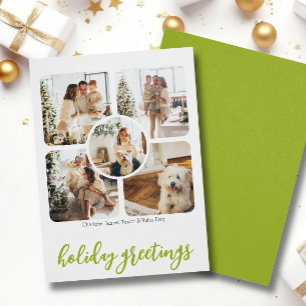Holiday Greetings 5 Photo and Text Personalised Card