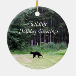 Holiday Greetings- Black Bear Ceramic Tree Decoration