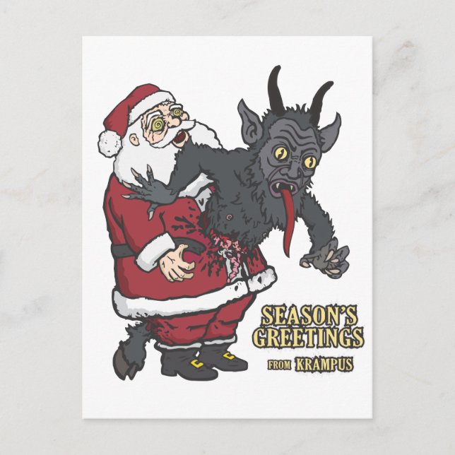 Holiday Greetings from Krampus (and Santa) Postcard (Front)