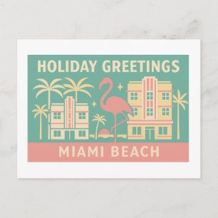 Holiday Greetings Miami Beach Art Deco Postcard