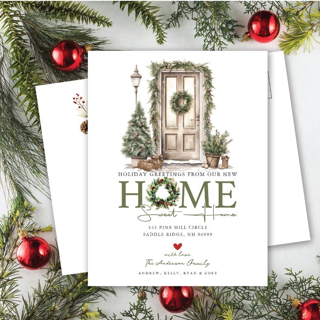 Holiday Greetings New Home Moving Announcement Postcard (Creator Uploaded)